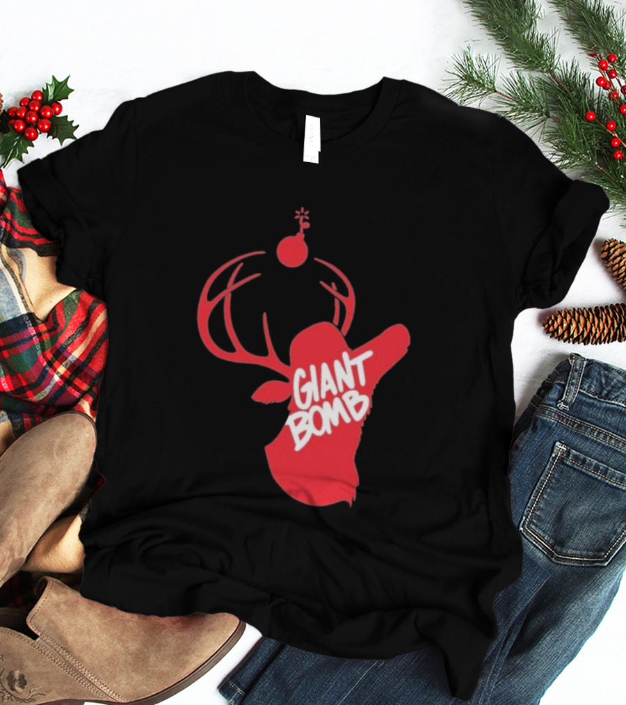 Giant Bomb Red Deer Antlers With Bomb T-Shirt