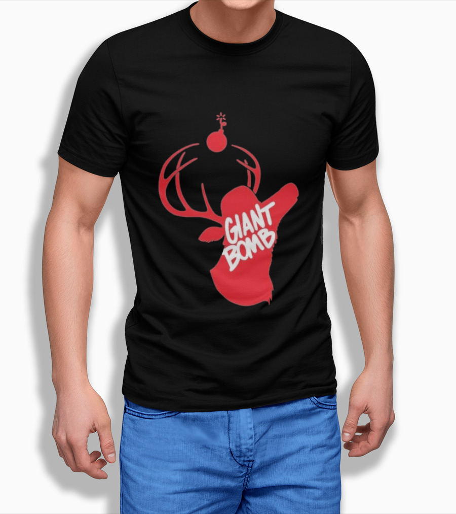 Giant Bomb Red Deer Antlers With Bomb T-Shirt
