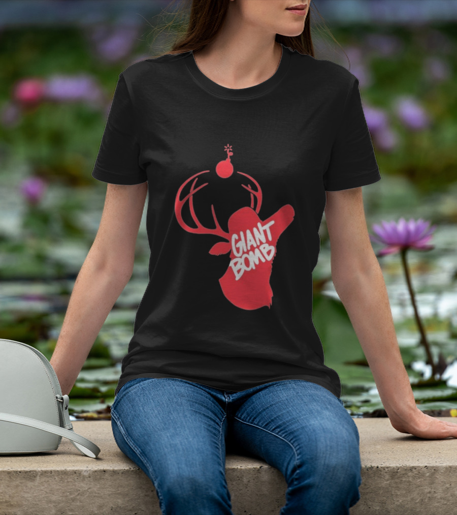 Giant Bomb Red Deer Antlers With Bomb T-Shirt