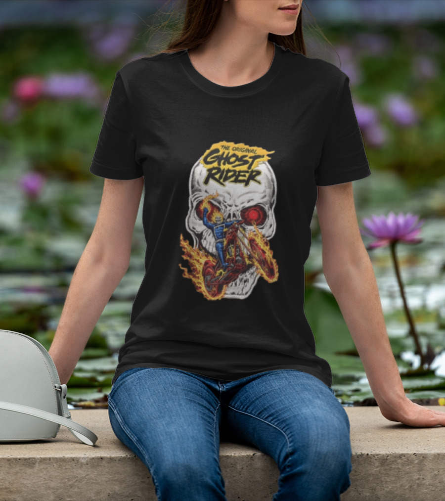 The Original Ghost Rider Flaming Skull Motorcycle Rider T-Shirt