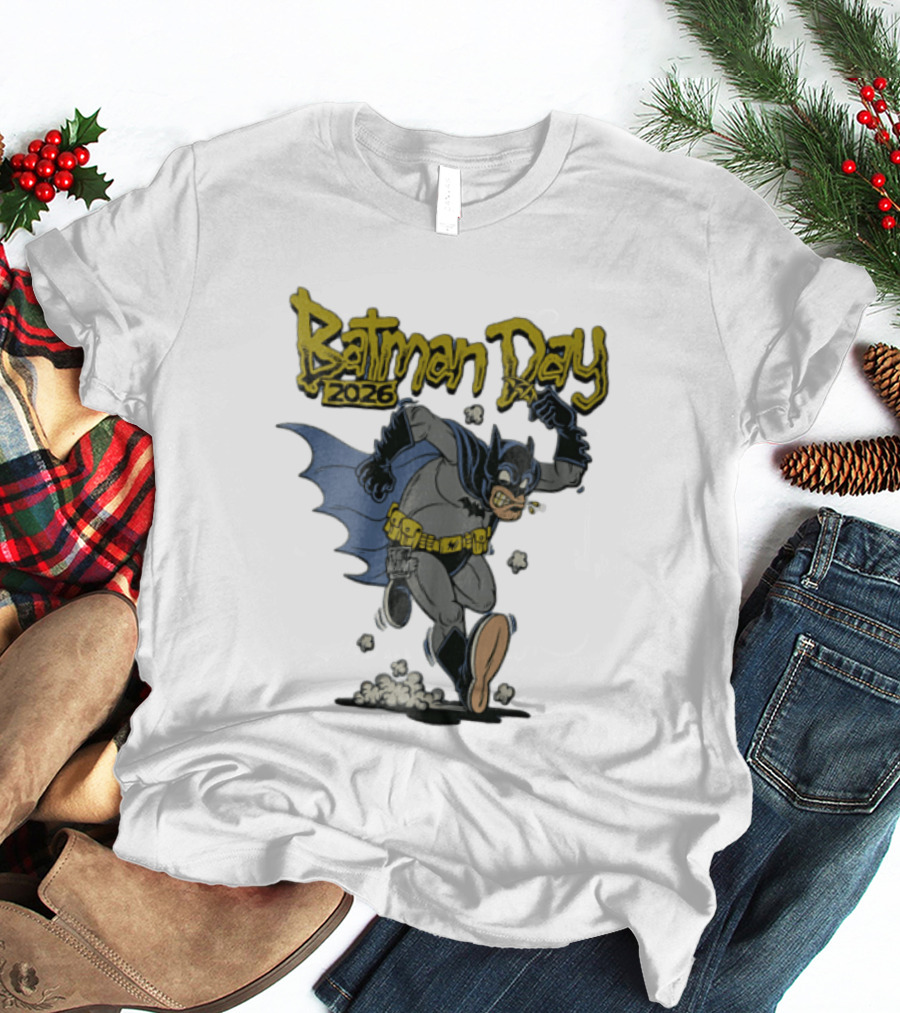 Batman Day 2026 Cartoon Running With Batarang T-Shirt
