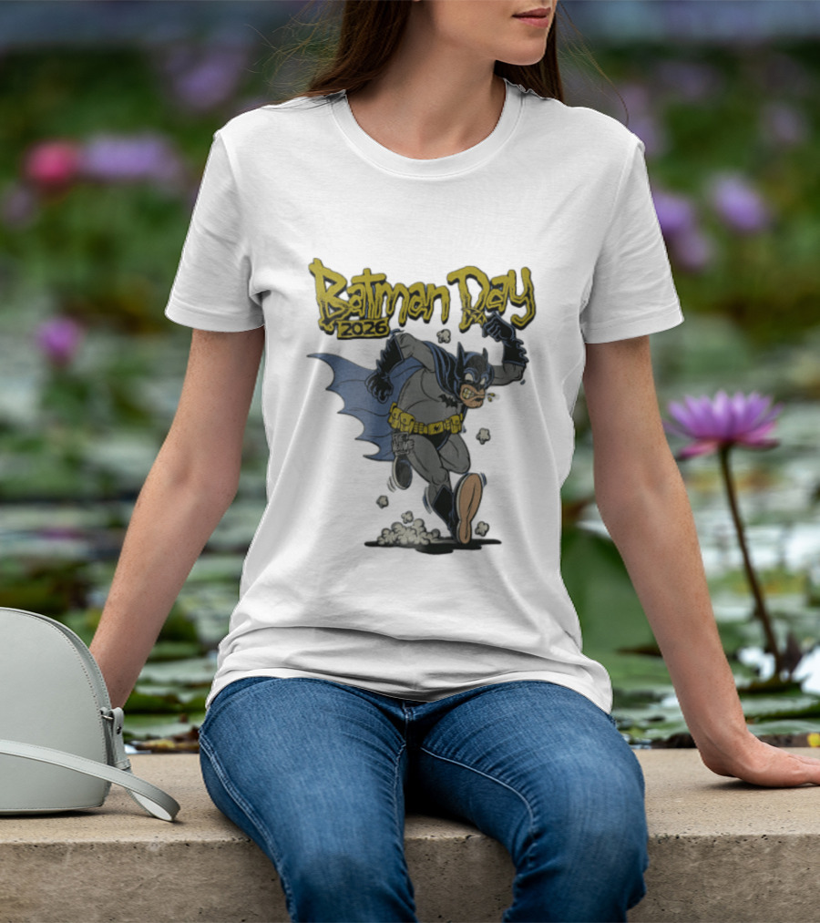 Batman Day 2026 Cartoon Running With Batarang T-Shirt