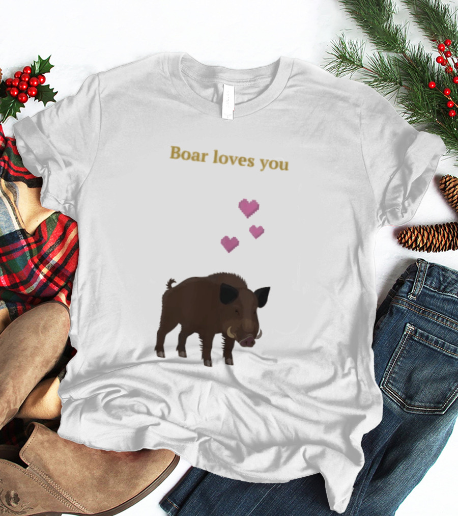 Boar Loves You With Pink Hearts T-Shirt