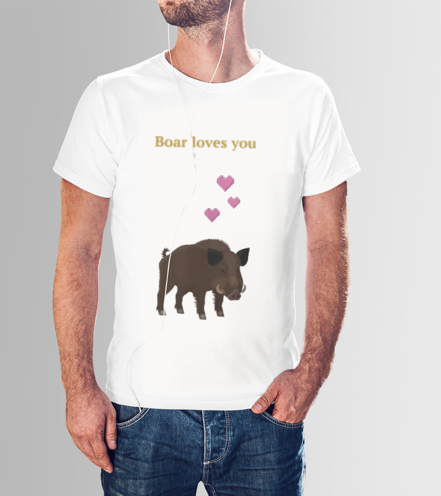 Boar Loves You With Pink Hearts T-Shirt