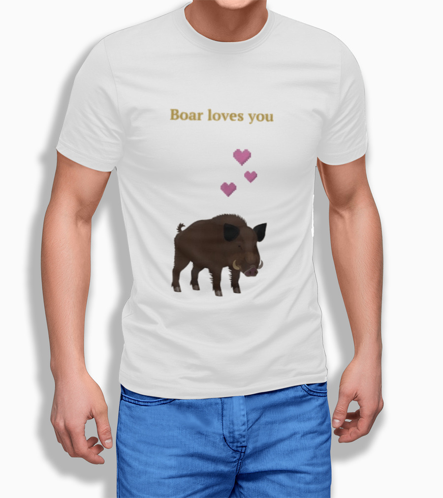Boar Loves You With Pink Hearts T-Shirt