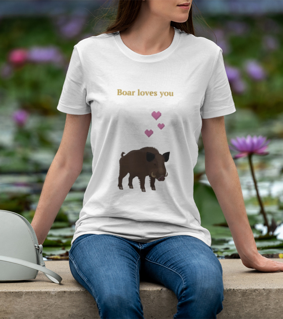Boar Loves You With Pink Hearts T-Shirt