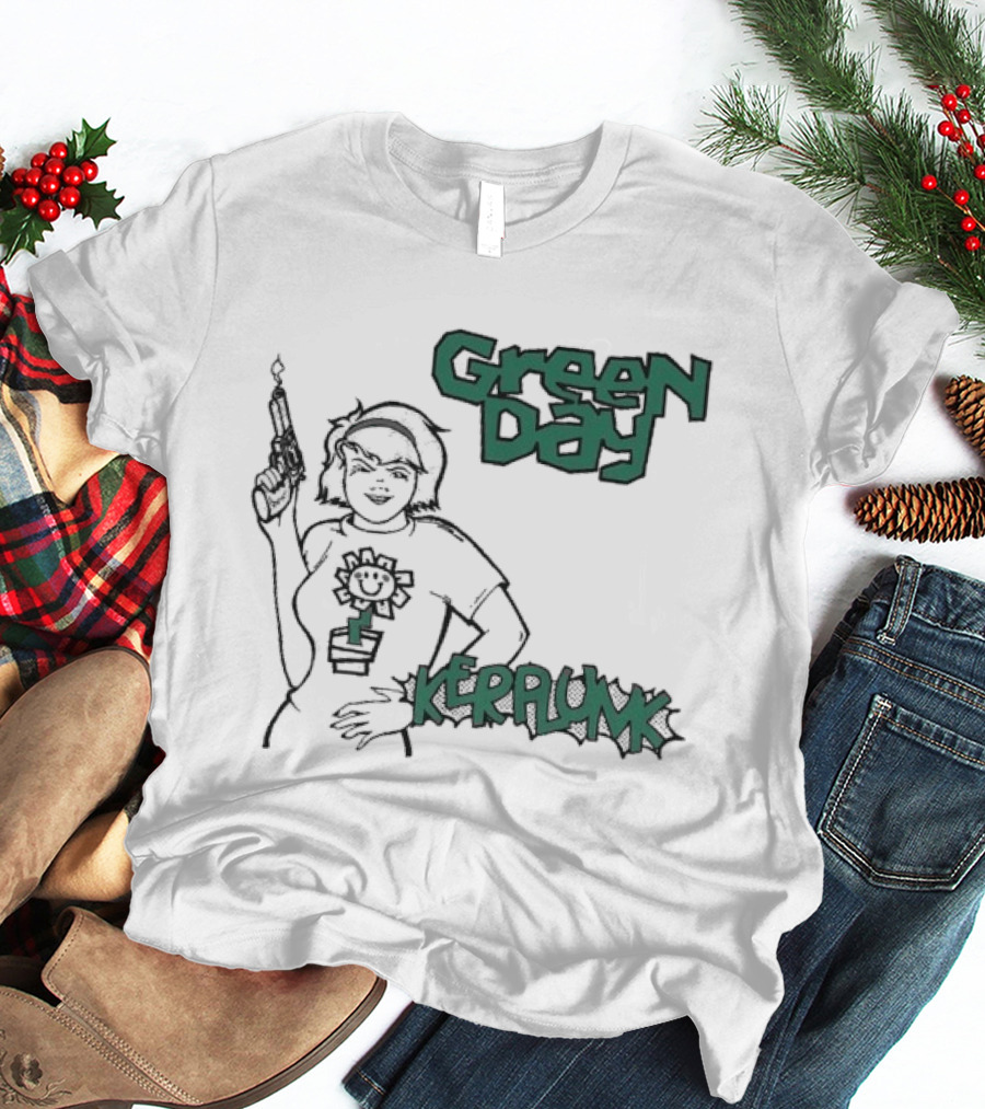 Green Day Kerplunk Vintage Character Holding Flower Pot T-Shirt