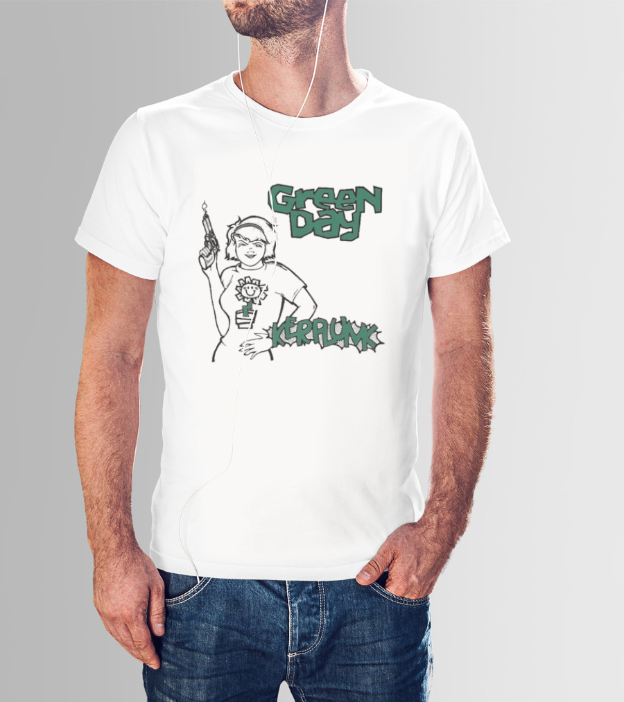 Green Day Kerplunk Vintage Character Holding Flower Pot T-Shirt