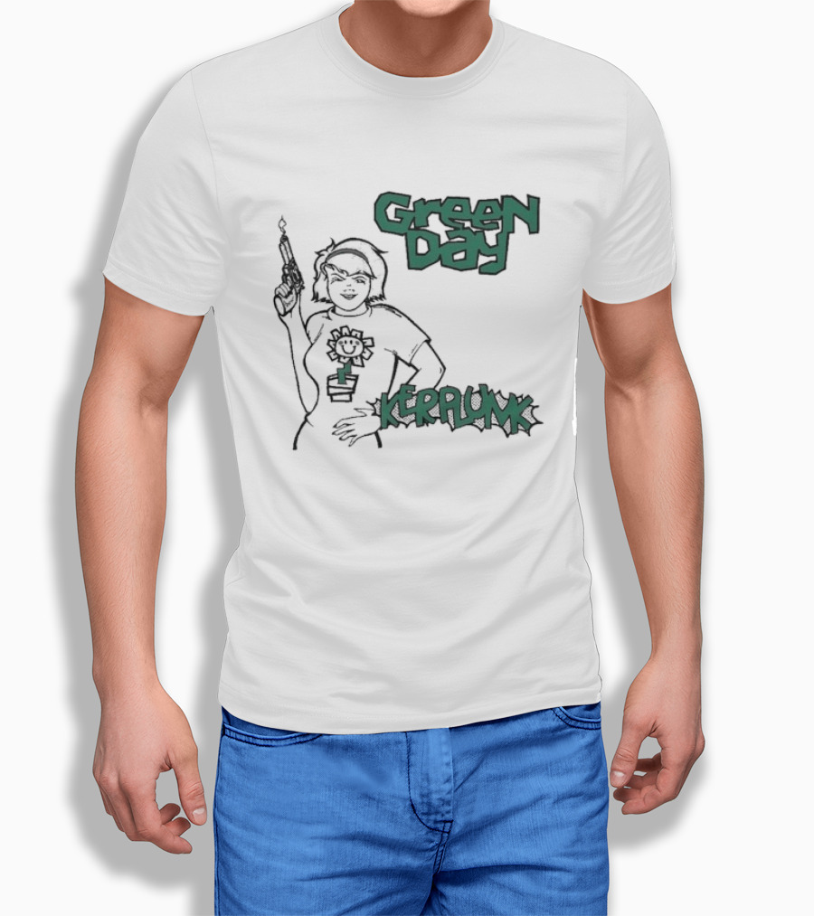 Green Day Kerplunk Vintage Character Holding Flower Pot T-Shirt