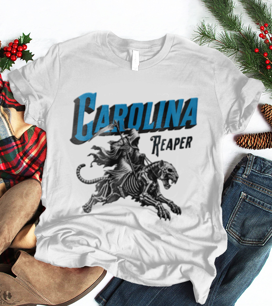 Carolina Reaper Grim Reaper Riding Skeleton Panther T-Shirt