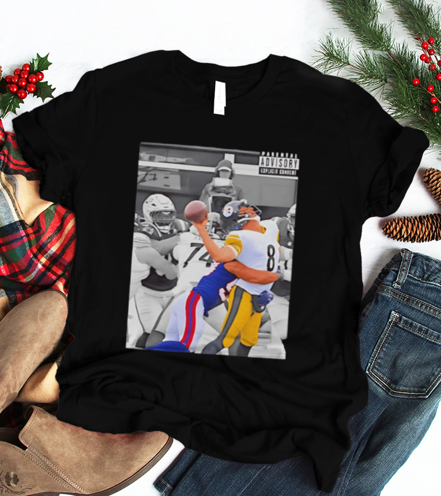 Pittsburgh Steelers Quarterback Sacked By Rival Team With Parental Advisory T-Shirt