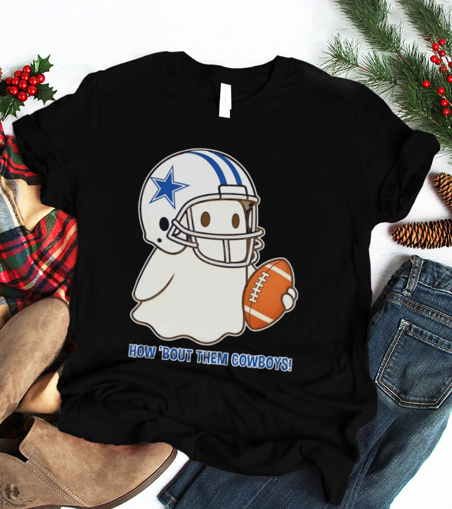 Dallas Cowboys How 'Bout Them Cowboys Halloween Ghost Football Star Helmet Football T-Shirt