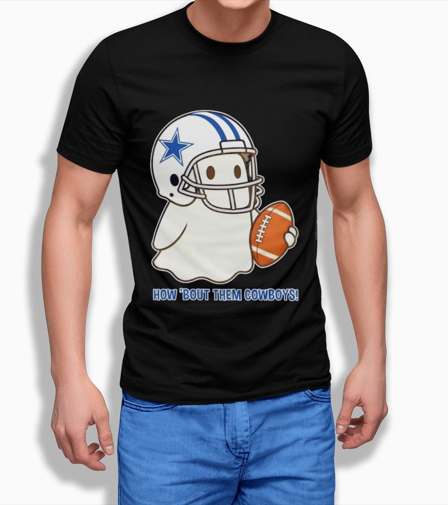 Dallas Cowboys How 'Bout Them Cowboys Halloween Ghost Football Star Helmet Football T-Shirt