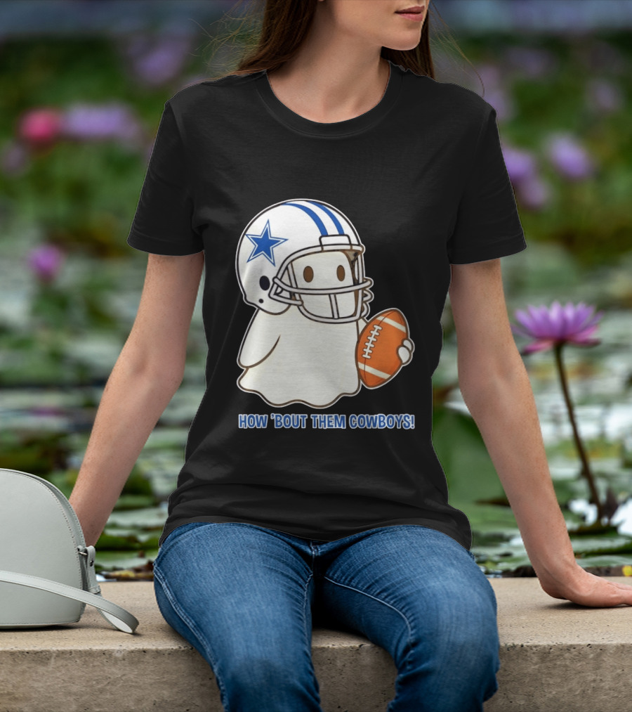 Dallas Cowboys How 'Bout Them Cowboys Halloween Ghost Football Star Helmet Football T-Shirt