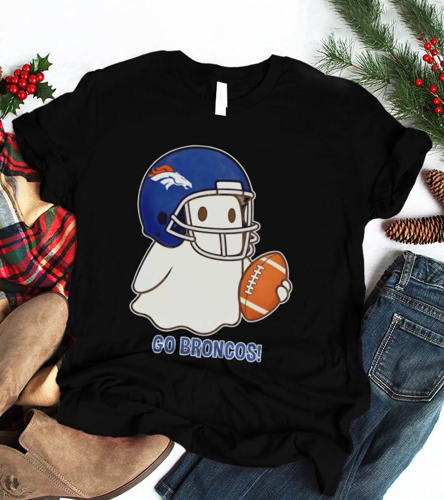 Denver Broncos Halloween Ghost Football Go Broncos T-Shirt