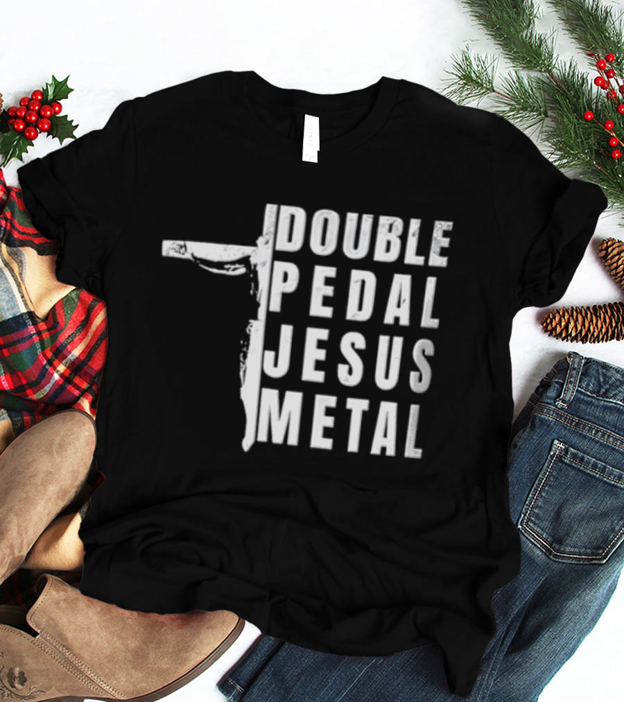 Double Pedal Jesus Metal Crucifix Shape Grunge T-Shirt