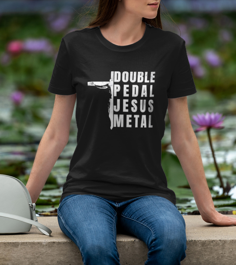 Double Pedal Jesus Metal Crucifix Shape Grunge T-Shirt