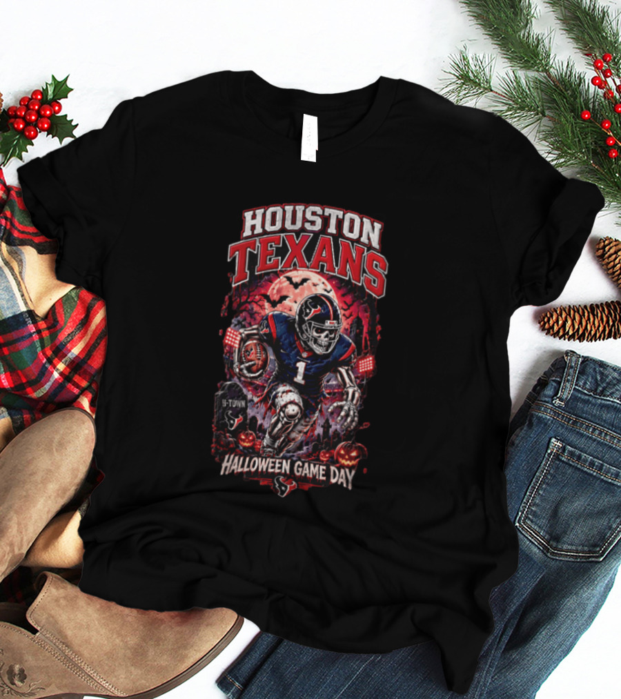 Halloween Game Day Houston Texans Never Fear The Night H Town Football T-Shirt