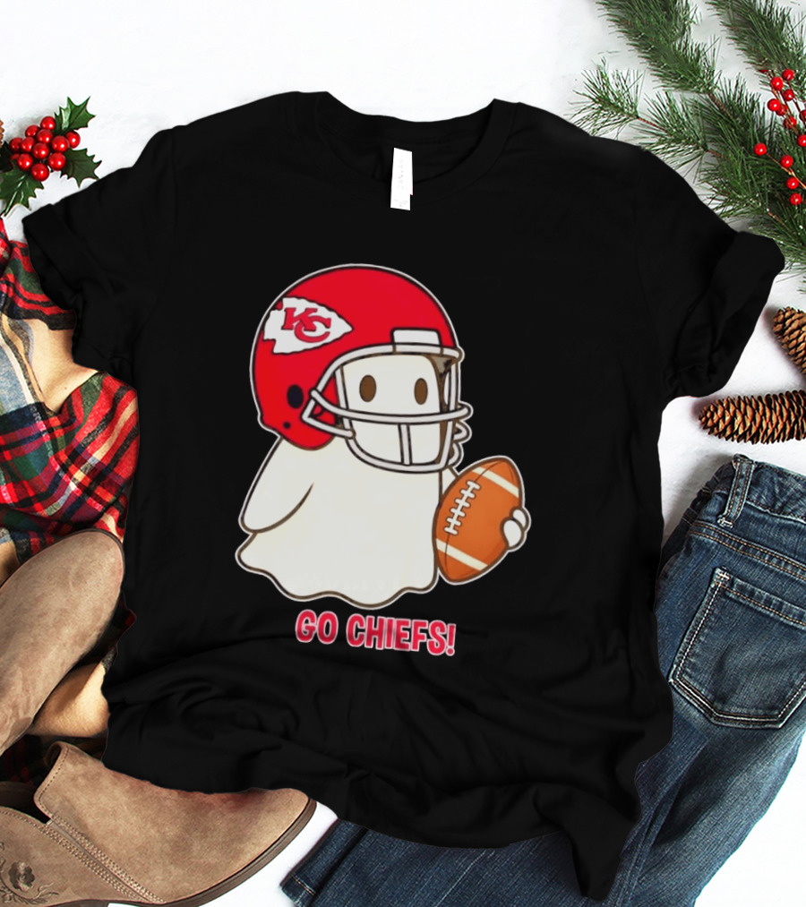 Kansas City Chiefs Go Chiefs Halloween Ghost Football Helmet T-Shirt