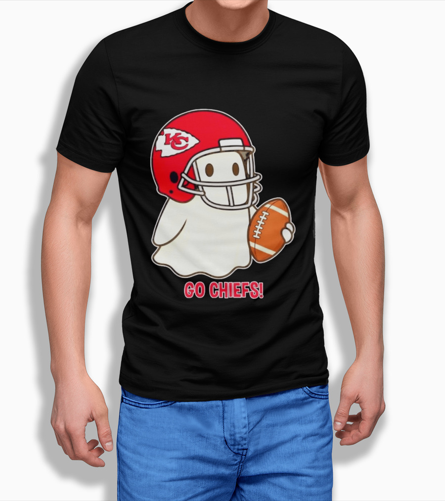 Kansas City Chiefs Go Chiefs Halloween Ghost Football Helmet T-Shirt