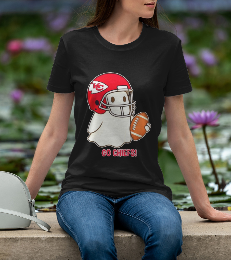 Kansas City Chiefs Go Chiefs Halloween Ghost Football Helmet T-Shirt