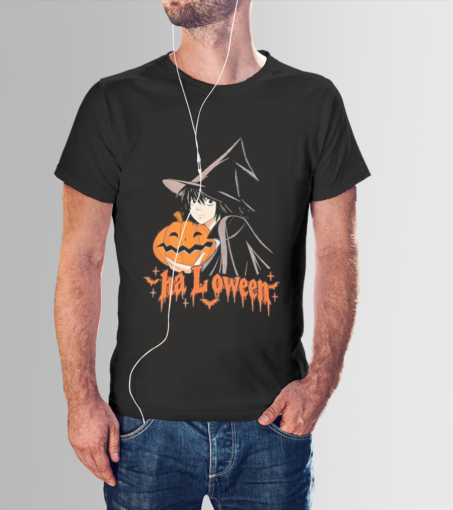 L Lawliet Witch With Pumpkin Halloween Death Note Anime T-Shirt