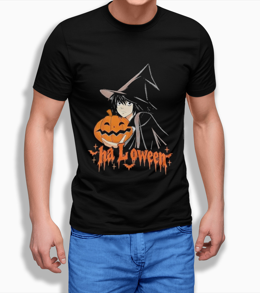 L Lawliet Witch With Pumpkin Halloween Death Note Anime T-Shirt