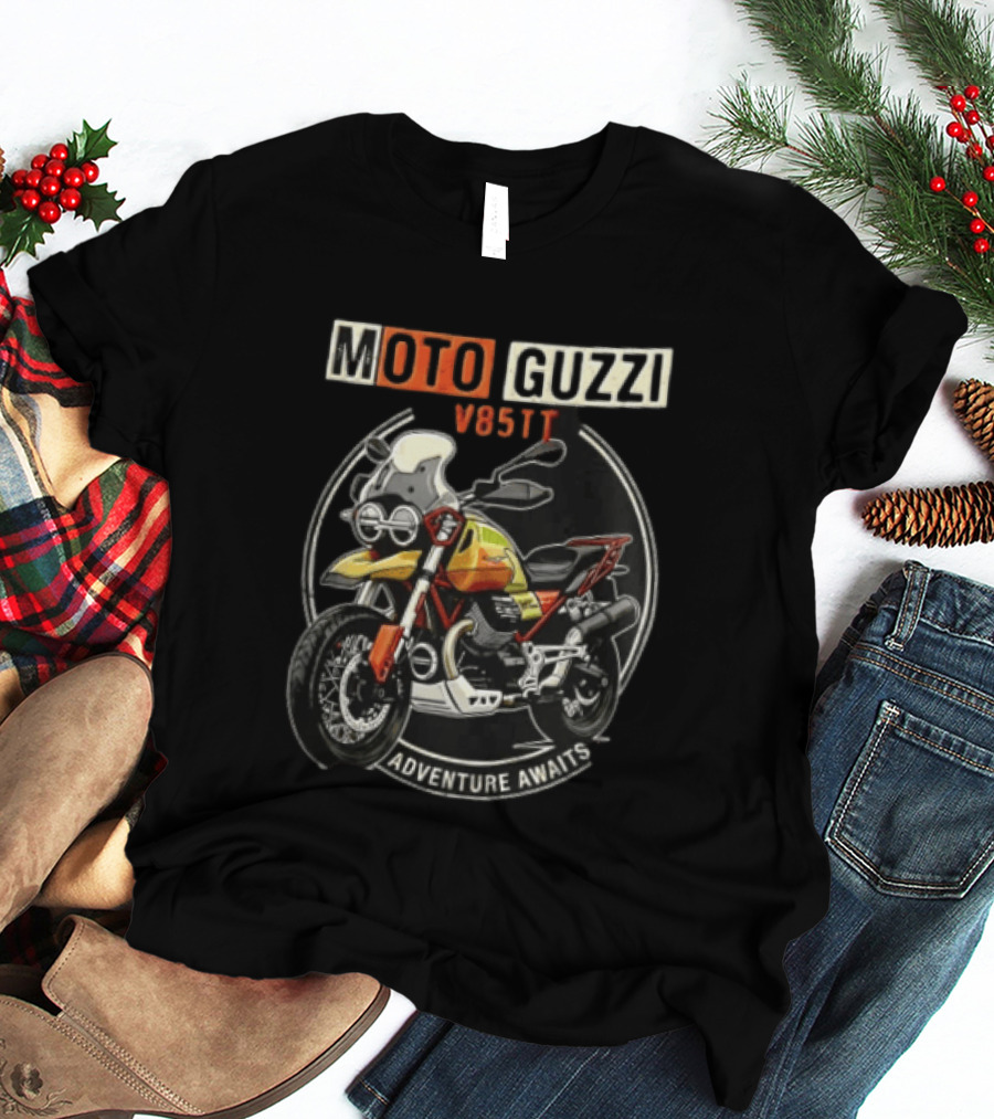 Moto Guzzi V85TT Adventure Awaits Motorcycle T-Shirt