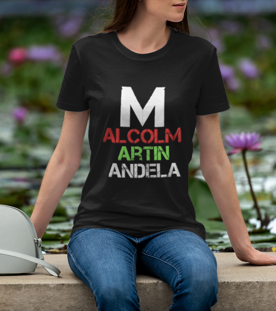 Malcolm Martin Mandela Distressed Stacked T-Shirt