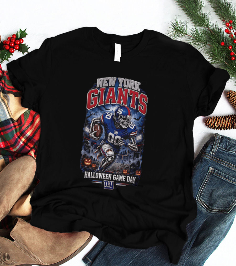 New York Giants Halloween Game Day Football Skeleton Never Fear The Night T-Shirt