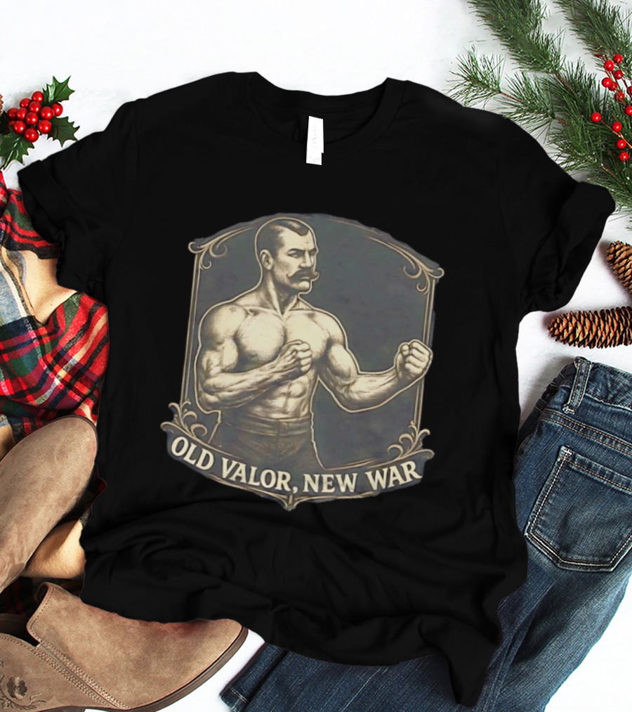 Old Valor New War Mustachioed Boxer T-Shirt