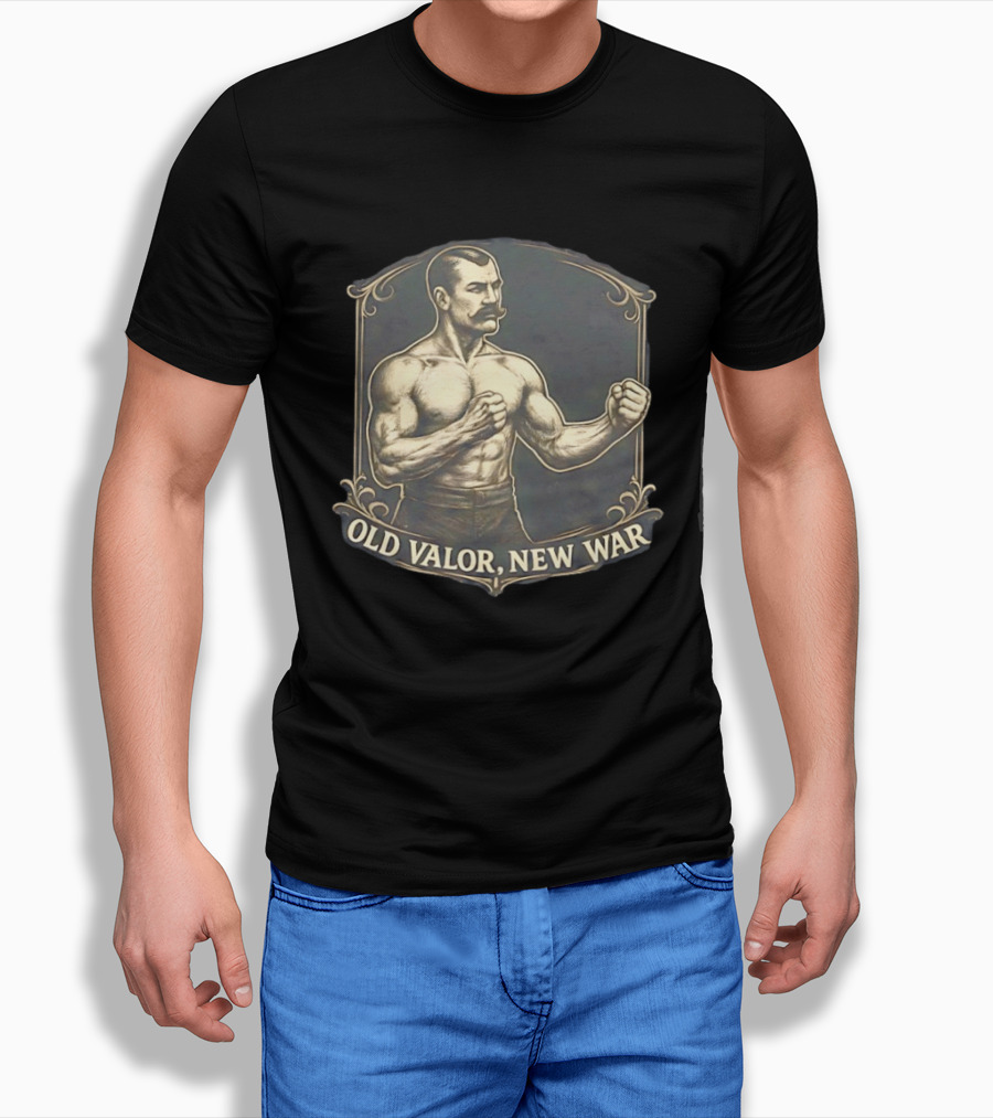 Old Valor New War Mustachioed Boxer T-Shirt