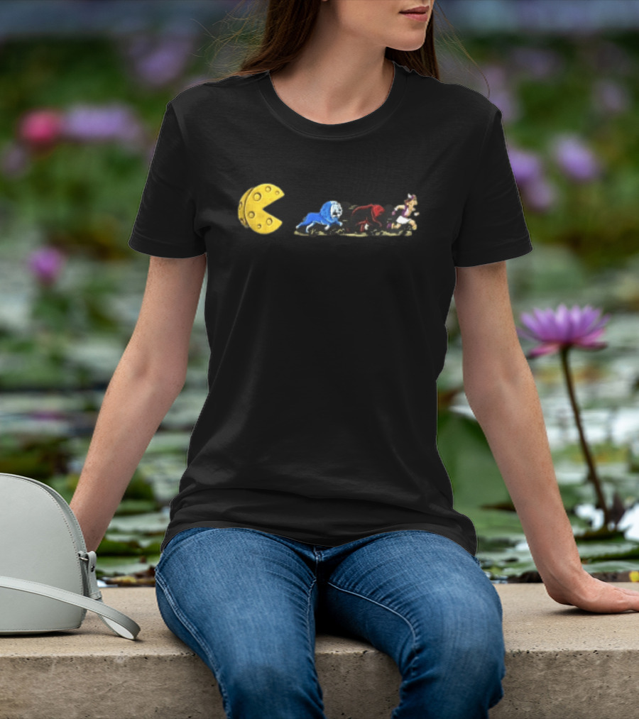Pac Man Cheese Chasing Lions Bear And Hercules Journey T-Shirt