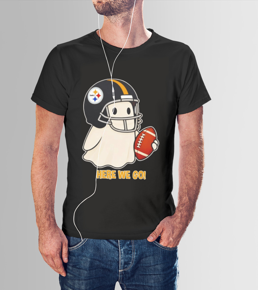 Pittsburgh Steelers Halloween Ghost Football Here We Go 2026 T-Shirt