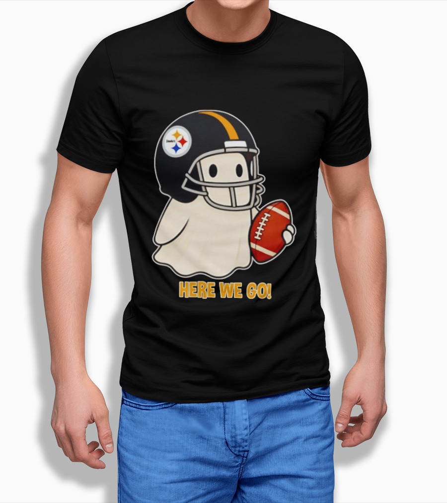 Pittsburgh Steelers Halloween Ghost Football Here We Go 2026 T-Shirt