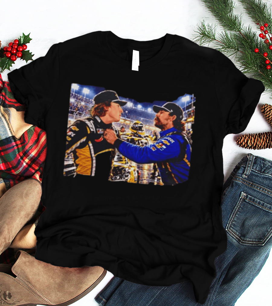 Ryan Blaney Carson Hocevar Confrontation NASCAR Race Night Scene T-Shirt