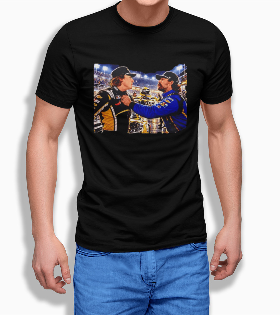 Ryan Blaney Carson Hocevar Confrontation NASCAR Race Night Scene T-Shirt