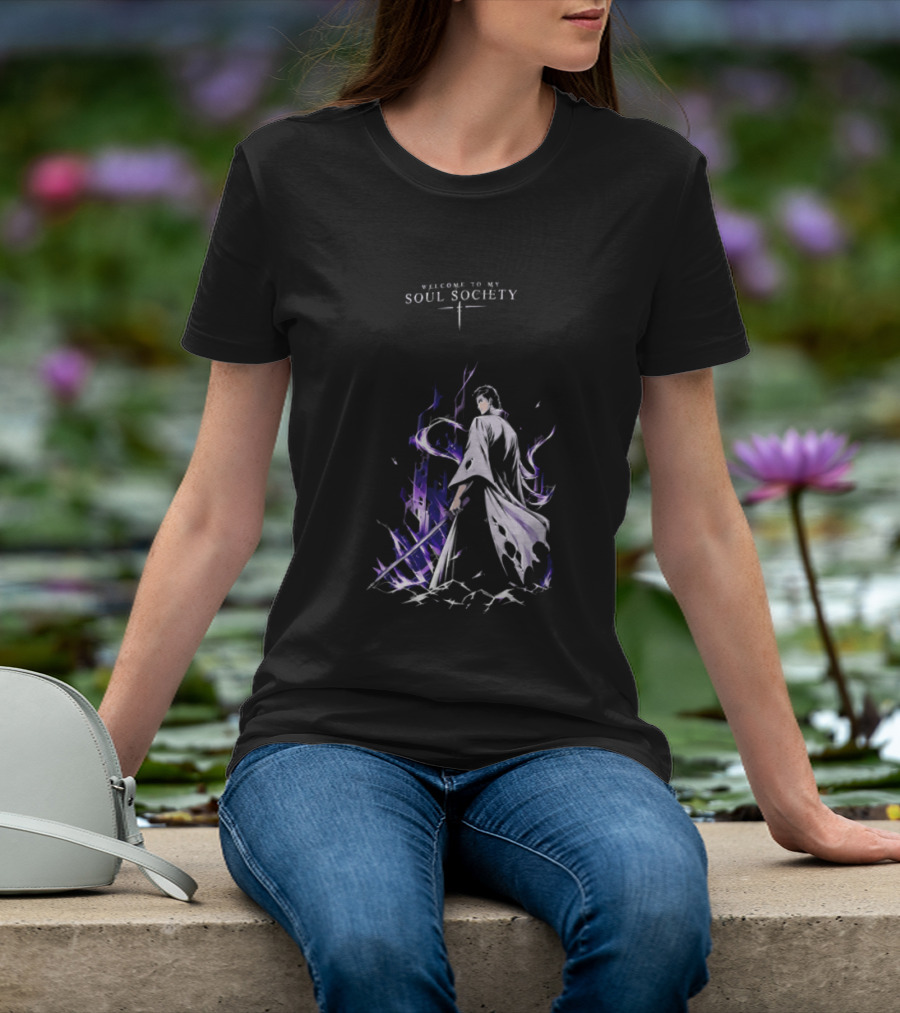 Sosuke Aizen Welcome To My Soul Society Sword Character Purple Aura T-Shirt