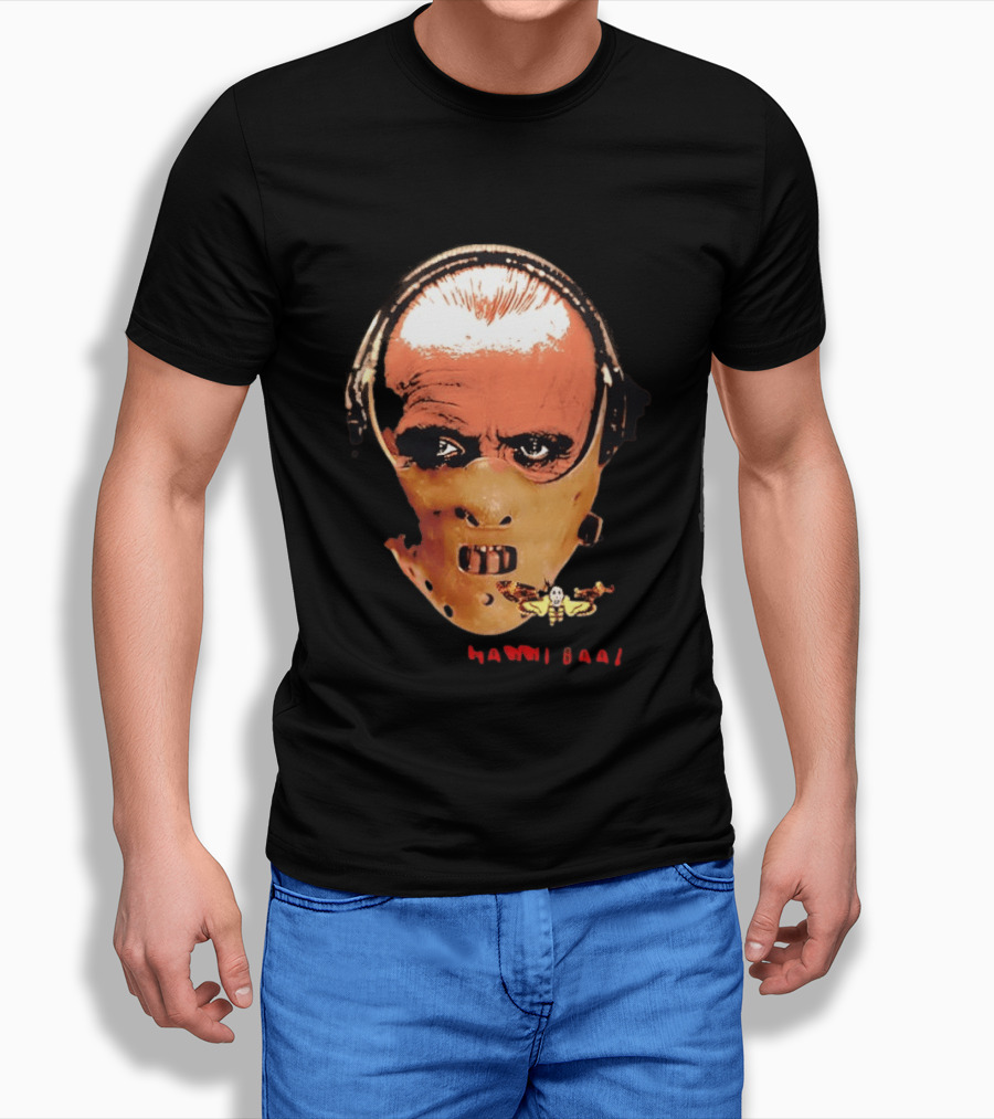 Hannibal Lecter Silence Of The Lamb Halloween Horror Mask With Skull Moth T-Shirt