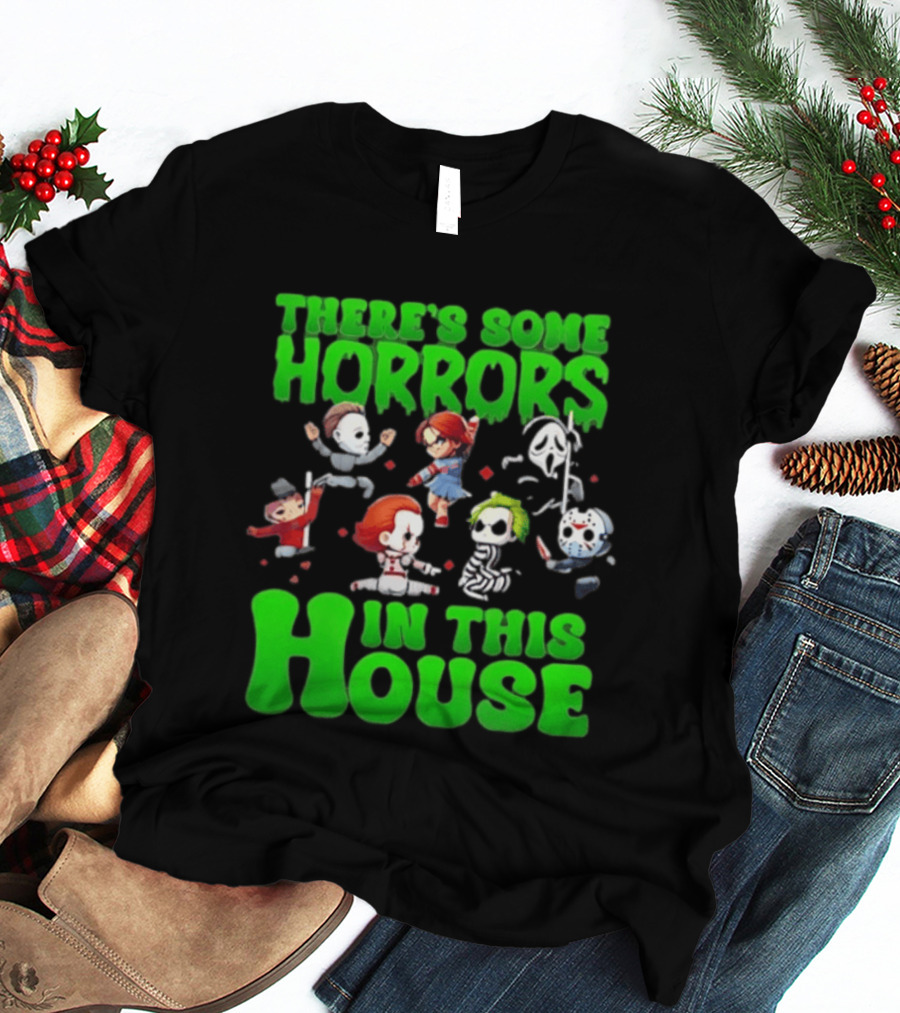There's Some Horrors In This House Halloween Characters Dancing T-Shirt