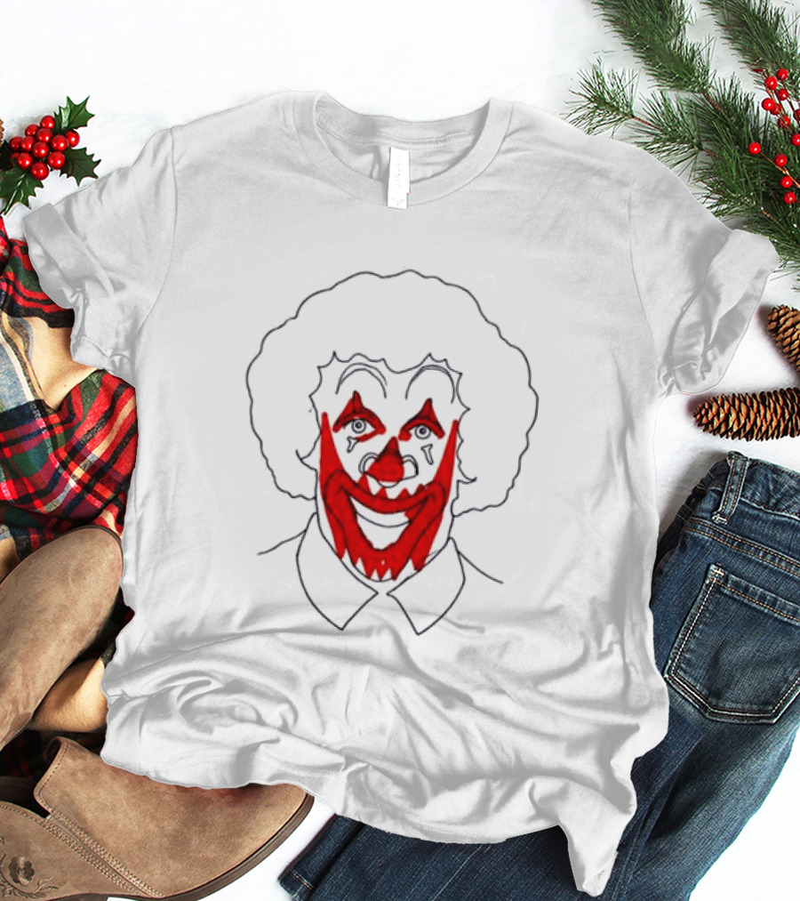 Asspizza Store Ronald Clown Face Drawing Red Lips White Collar T-Shirt