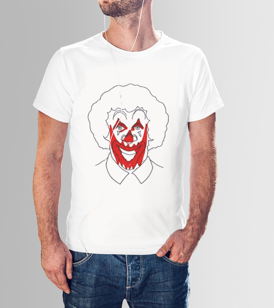 Asspizza Store Ronald Clown Face Drawing Red Lips White Collar T-Shirt