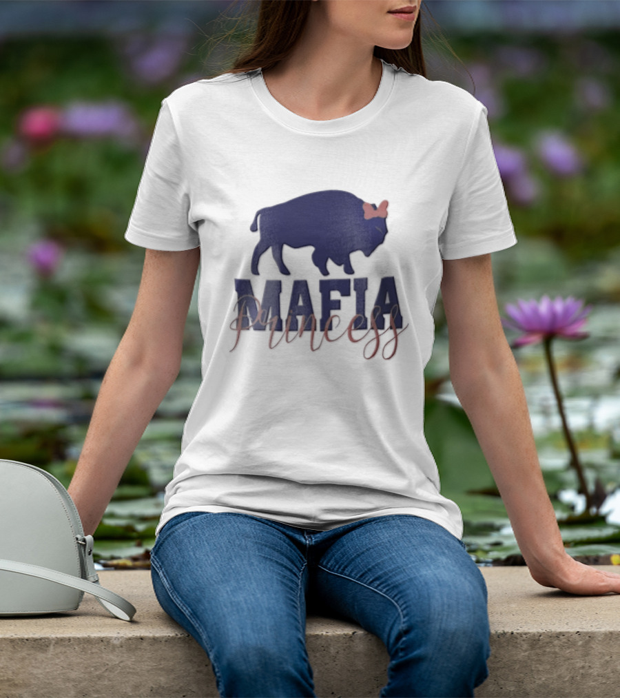 Buffalo Bills Mafia Princess Blue Buffalo Red Bow T-Shirt