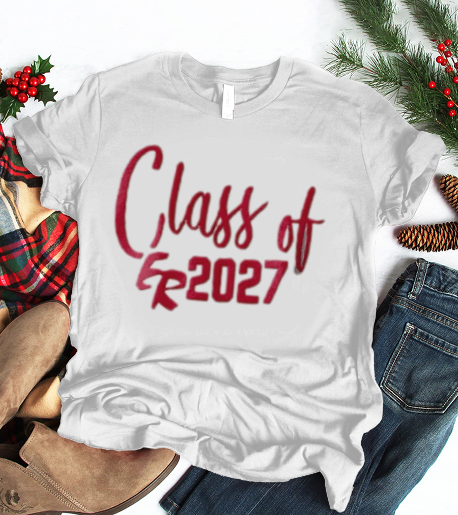 Class Of 2027 Red Script Numbers T-Shirt