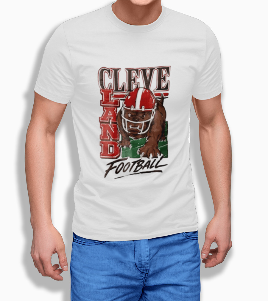 Cleveland Browns Bulldog Football Helmet Mascot Running T-Shirt