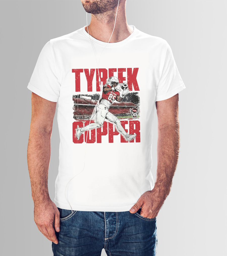 NCAA Football NC State Wolfpack Tyreek Copper Catching Highlight Caricature T-Shirt