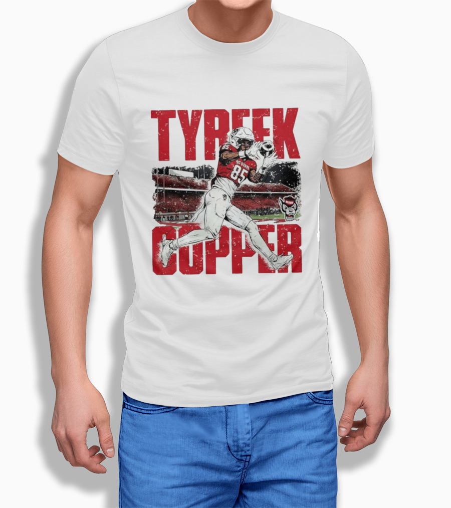 NCAA Football NC State Wolfpack Tyreek Copper Catching Highlight Caricature T-Shirt