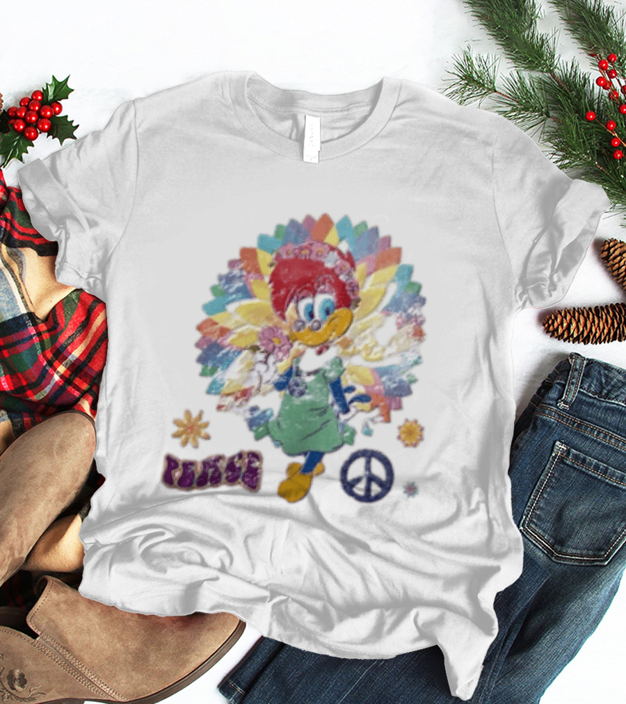 Peace Winnie Woodpecker Flower Crown Rainbow Sign T-Shirt
