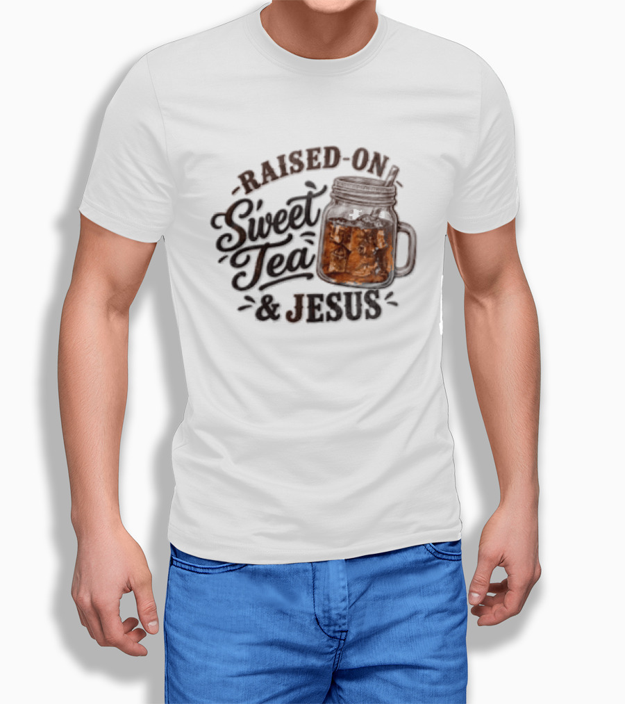 Raised ON Sweet Tea And Jesus Mason Jar Tea Straw T-Shirt