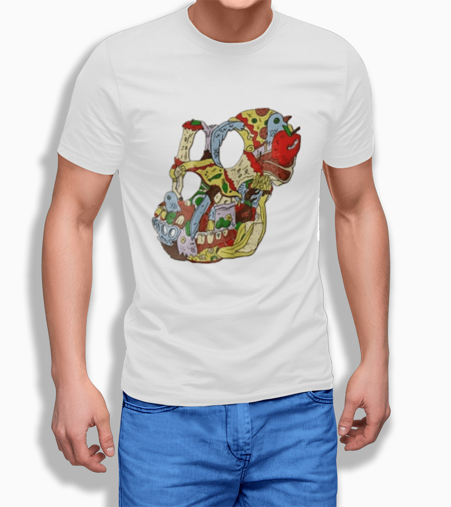 Skull Created From Pizza Burger And Fast Food T-Shirt